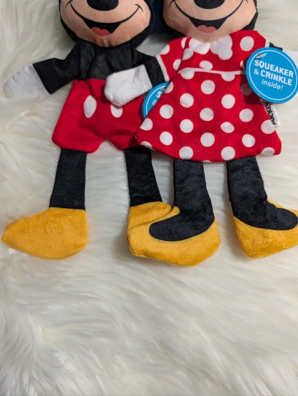 Mickey & Minnie Mouse Squeaky Plush Dog Toy
